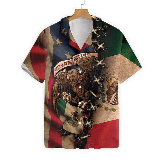 Mexican By The Grace Of God Background Hawaiian Shirt,Hawaiian Shirt Gift, Christmas Gift