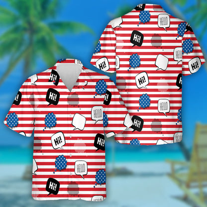 USA Bubble Speech With Greeting In Yhe English Language Hawaiian Shirt, Hawaiian Shirt Gift, Christmas Gift