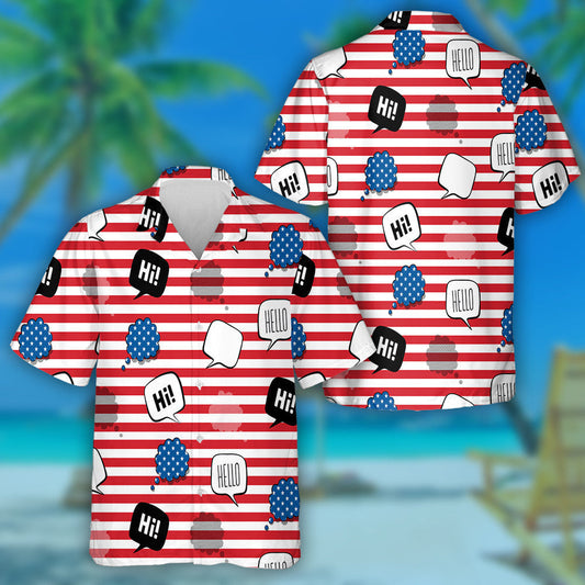 USA Bubble Speech With Greeting In Yhe English Language Hawaiian Shirt, Hawaiian Shirt Gift, Christmas Gift