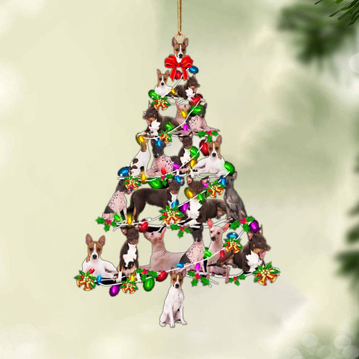 American Hairless Terrier-Christmas Tree Lights-Two Sided Christmas Plastic Hanging Ornament, Christmas Ornament Gift, Christmas Gift, Christmas Decoration