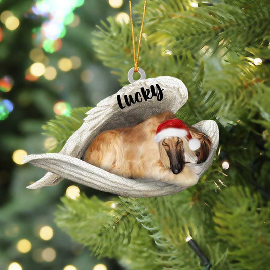 Afghan Hound Sleeping Angel Christmas Flat Acrylic Dog Ornament Memorial Dog Gift,Christmas Shape Ornament, Happy Christmas Ornament, Christmas Gift, Christmas Decoration