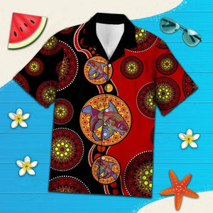 Abstract Japanese Koi Turquoise Circles Pattern Hawaiian Shirt, Hawaiian Shirt Gift, Christmas Gift