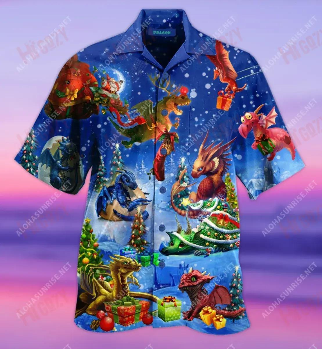 Christmas Holiday Dragon World Short Hawaiian Shirt Vacation Hawaiian T Shirts Custom Hawaiian Shirts Hawaiian Shirts For Women, Hawaiian Shirt Gift, Christmas Gift