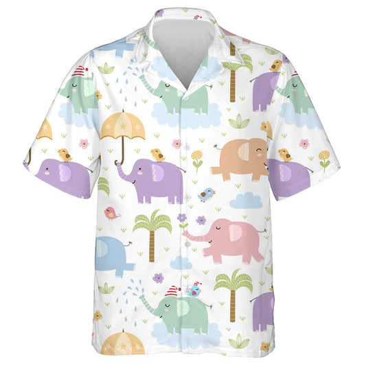 Happy Funny Elephant With Bird Umbrella And Plant Hawaiian Shirt, Hawaiian Shirt Gift, Christmas Gift