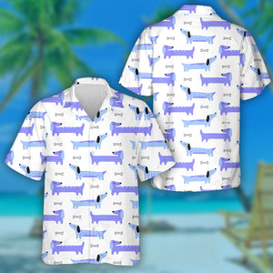 Long Dachshund Dog Blue And Violet Hawaiian Shirt, Hawaiian For Gift