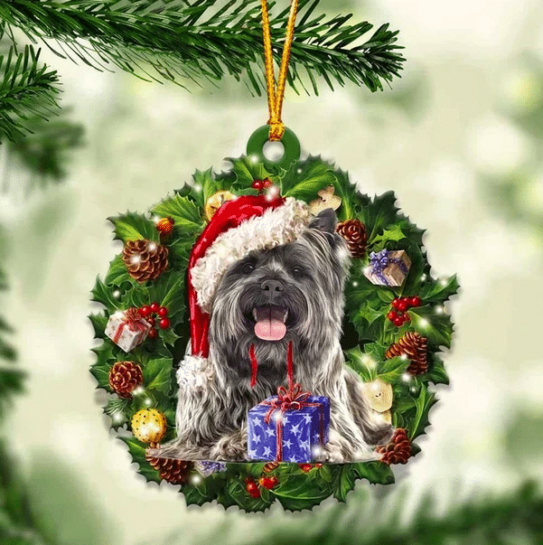 Cairn Terrier Christmas Ornament, Happy Christmas Ornament, Christmas Gift, Christmas Decoration