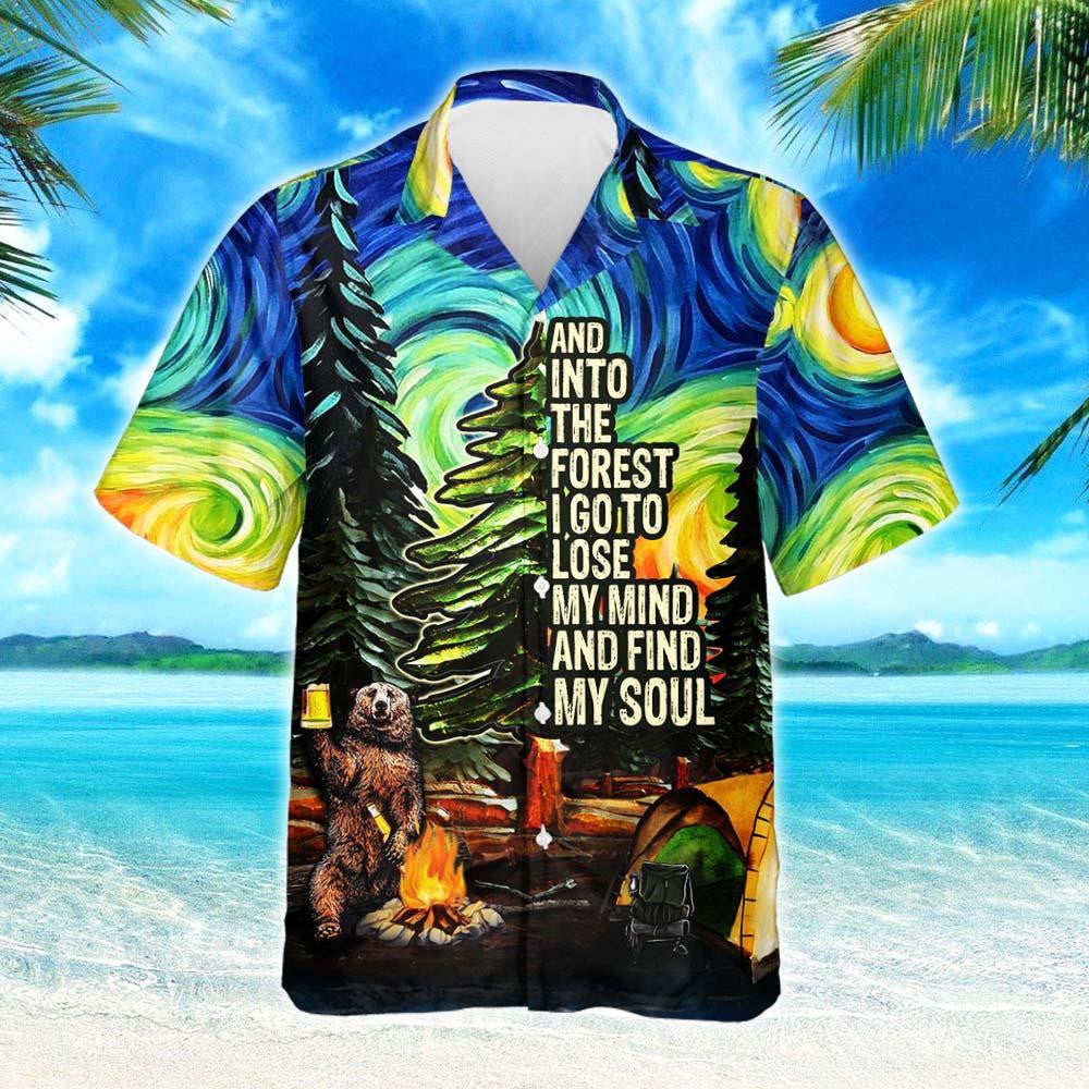 Oil Painting Camping Starry Night Design Hawaiian Shirt,Hawaiian Shirt Gift, Christmas Gift