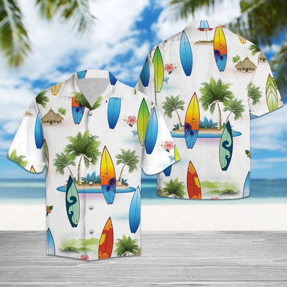 Colorful Surfboard Gift For Surf Lover Pattern Hawaiian Shirt, Hawaiian Shirt Gift, Christmas Gift