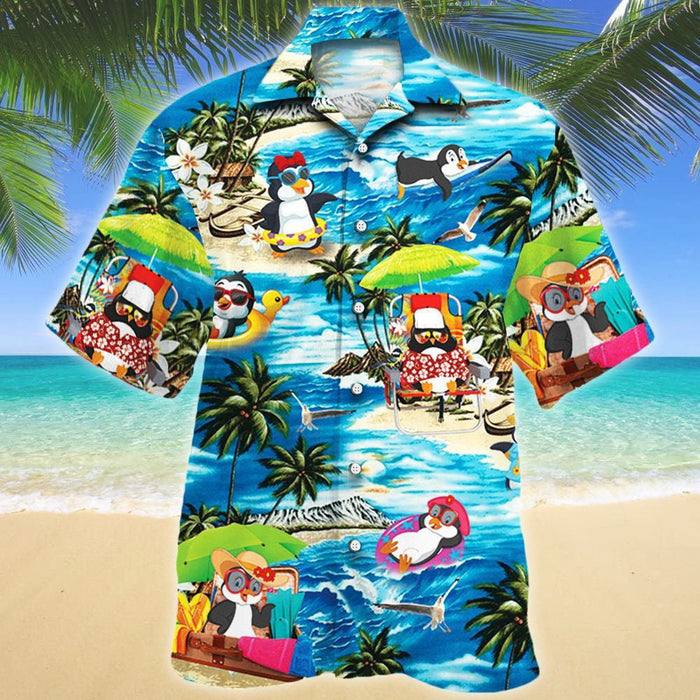 Cool Penguin Lovers Beach Vibe Holiday Vacation Hawaiian Shirt, Hawaiian Shirt Gift, Christmas Gift