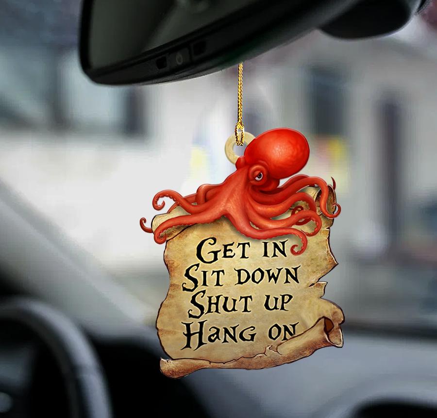 Octopus get in sit down Car Hanging Ornaments octopus lover two sided ornament, Christmas Decoration