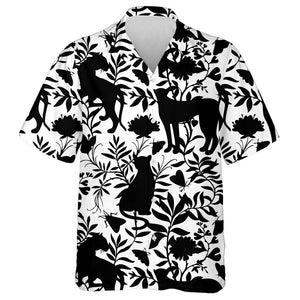 Wild African Leopards And Tiger Black Silhouettes Hawaiian Shirt, Hawaiian Shirt Gift, Christmas Gift