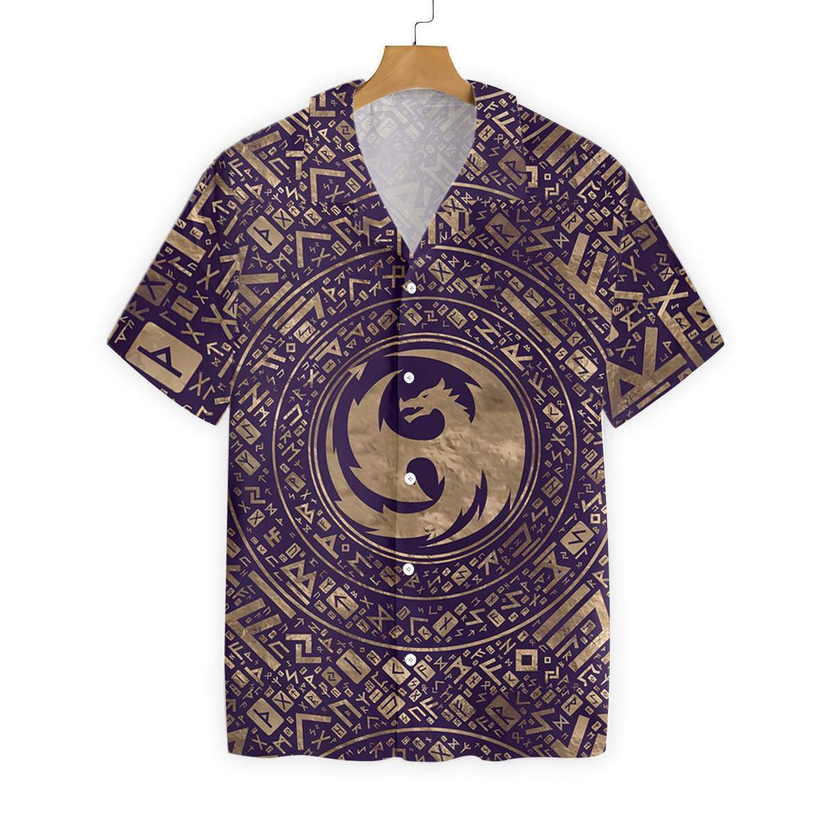 Dragon Symbol Nordic Style Pattern Hawaiian Shirt,Hawaiian Shirt Gift, Christmas Gift