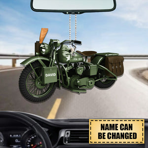 Personalized Army Military Motorcycle Car Hanging Ornament, Ornament For Army Men, Christmas Decoration