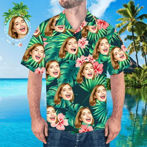 Custom Photo Girl Face Hawaiian Shirt All Over Print, Hawaiian Shirt Gift, Christmas Gift