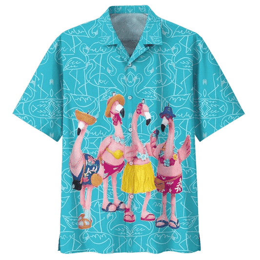 Funny Family Flamingo Ornamental Design Hawaiian Shirt,Hawaiian Shirt Gift, Christmas Gift
