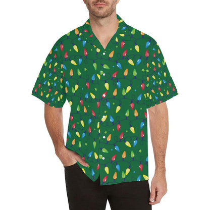 Christmas Colorful Light On Green Design Hawaiian Shirt, Hawaiian For Gift
