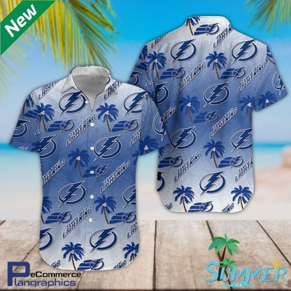 Tampa Bay Lightning Hawaiian Aloha Shirt Hawaiian Shorts Beach Short Shirt, Hawaiian Shirt Gift, Christmas Gift
