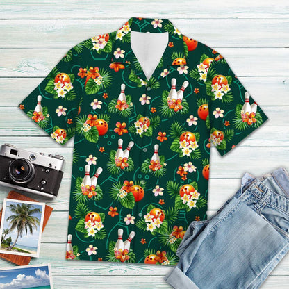 Vivid Tropical Flowers With Bowling Hawaiian Shirt, Hwaiian For Gift