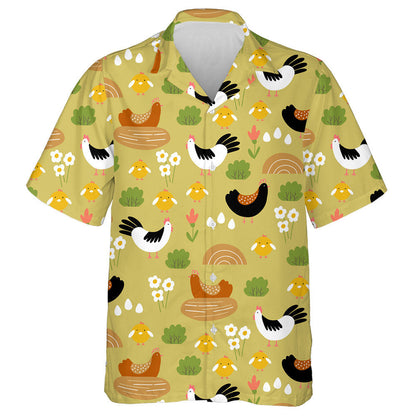 Funny Farm With Hen Chicken Egg And Plant Hawaiian Shirt, Hawaiian Shirt Gift, Christmas Gift