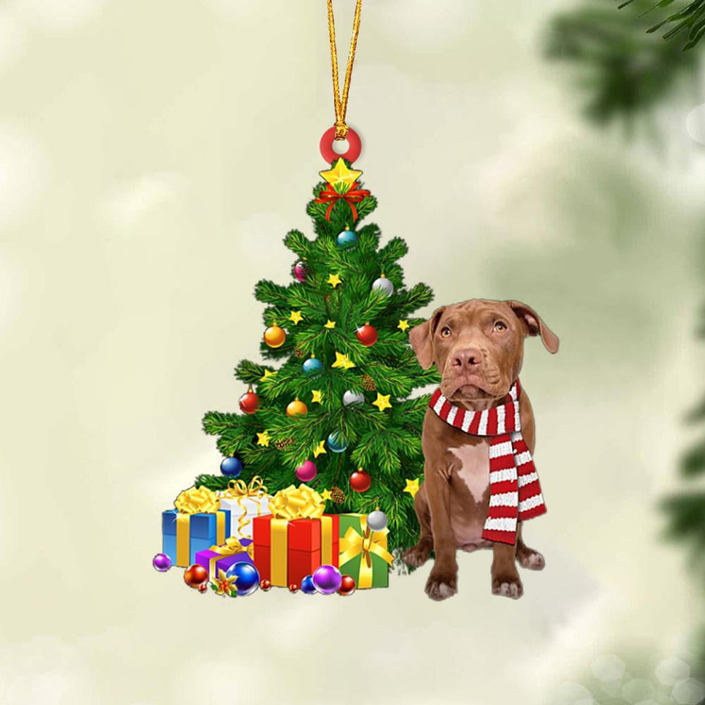 CHOCOLATE Pitbull-Christmas Star Hanging Christmas Plastic Hanging Ornament, Christmas Gift, Christmas Decoration