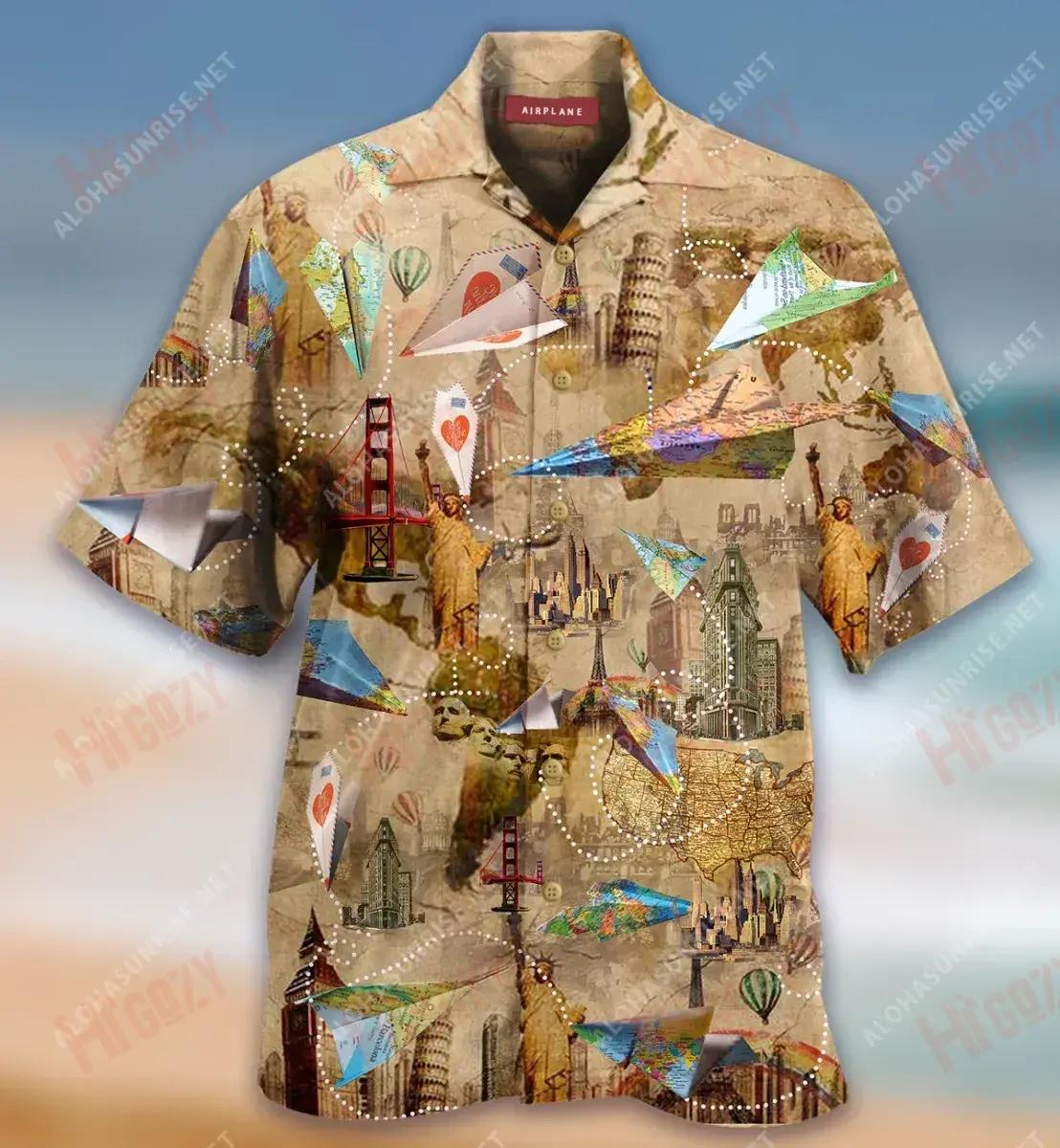 Enjoy The Flight Airplanes Short Hawaiian Shirt Ocean Hawaiian T Shirts Tropical Shirts For Men Hawaiian Shirt Pattern, Hawaiian Shirt Gift, Christmas Gift