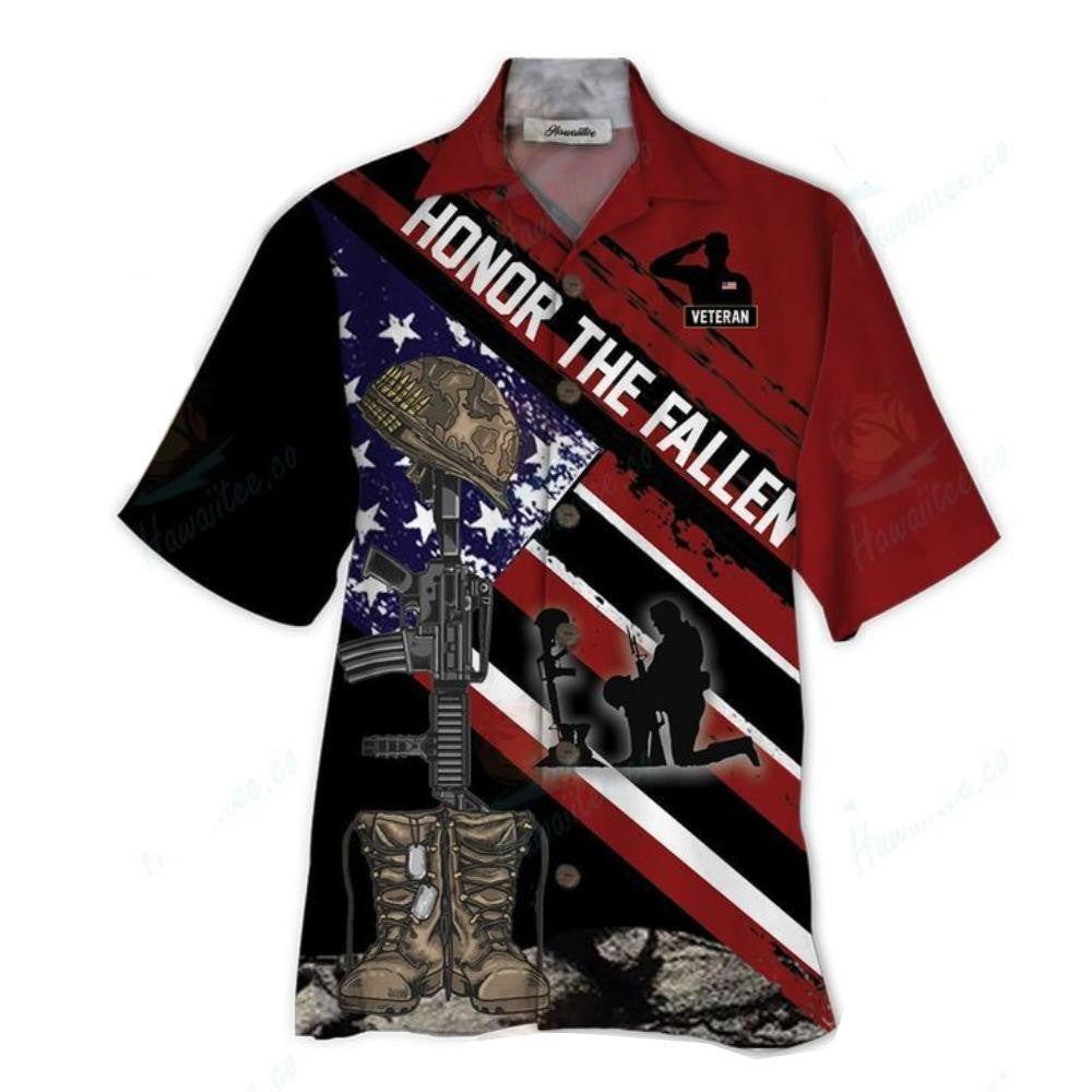 Honor The Fallen Tropical Background Design Hawaiian Shirt, Hawaiian For Gift
