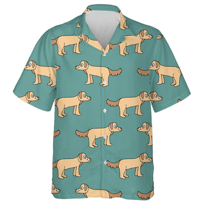 Cartoon Doodle Linear Standing Dog Animals Background Hawaiian Shirt, Hawaiian Shirt Gift, Christmas Gift