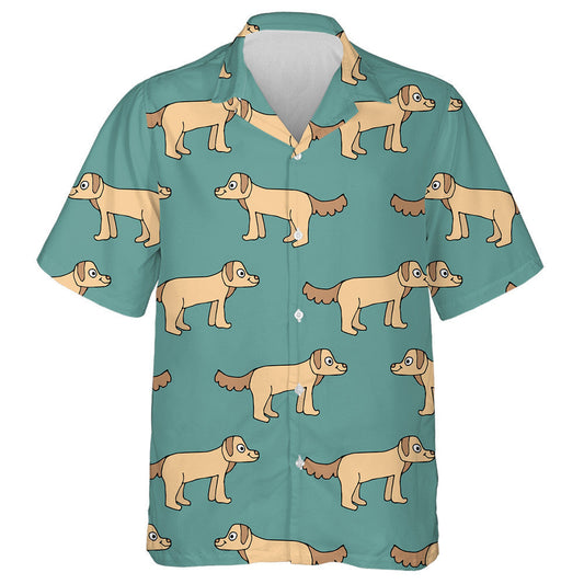Cartoon Doodle Linear Standing Dog Animals Background Hawaiian Shirt, Hawaiian Shirt Gift, Christmas Gift