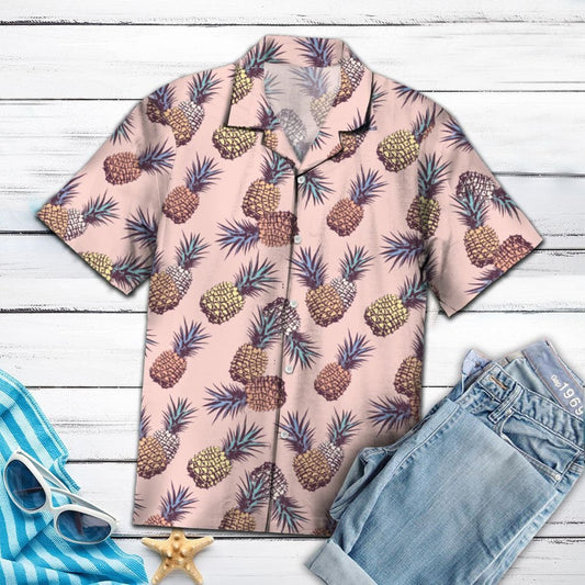 Amazing Exotic Pineapple On Pink Background Pattern Hawaiian Shirt, Hawaiian Shirt Gift, Christmas Gift