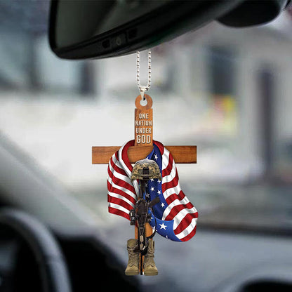 Veteran One Nation Under God Flat Car Hanging Ornament, Christmas Decoration
