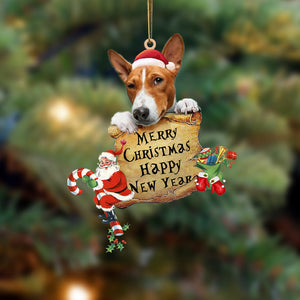 Basenji-Christams & New Year Two Sided Christmas Plastic Hanging Ornament, Christmas Ornament Gift, Christmas Gift, Christmas Decoration