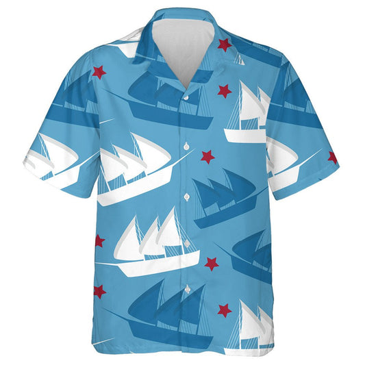 Columbus Day Pattern Repeat In Blue White And Red Hawaiian Shirt, Hawaiian Shirt Gift, Christmas Gift