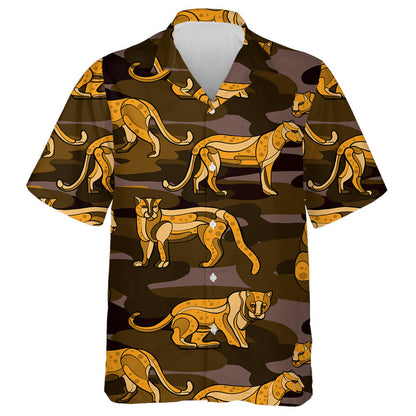 Trendy Animal Leopard Hand Drawn Brown Background Hawaiian Shirt, Hawaiian Shirt Gift, Christmas Gift