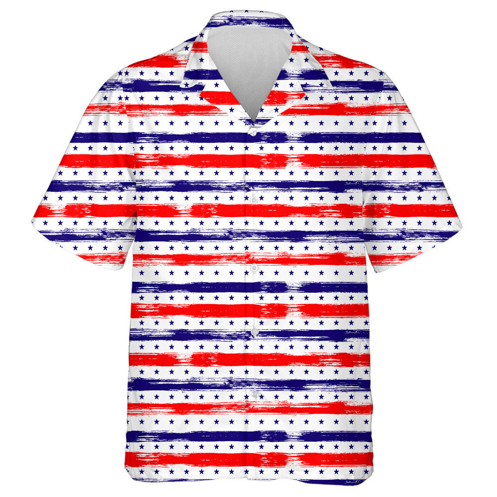 Fourth July Stars Stripes Abstract Painting Pattern Hawaiian Shirt, Hawaiian Shirt Gift, Christmas Gift