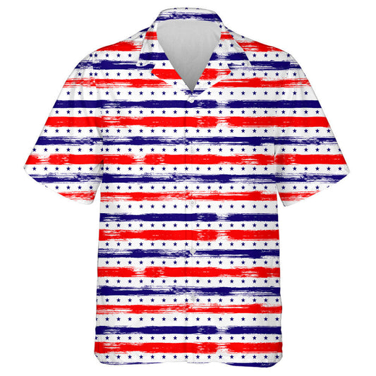 Fourth July Stars Stripes Abstract Painting Pattern Hawaiian Shirt, Hawaiian Shirt Gift, Christmas Gift
