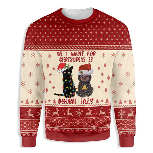 Cat All I Want For Christmas Is Double Lazy Cat And Sloth Ugly Christmas Sweater, Christmas Ugly Sweater,Christmas Gift,Gift Christmas 2022