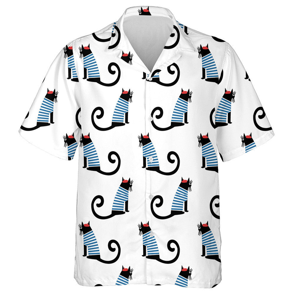 Cute Cartoon Sitting Paris Cat French Style Hawaiian Shirt, Hawaiian Shirt Gift, Christmas Gift