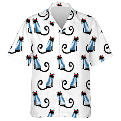 Cute Cartoon Sitting Paris Cat French Style Hawaiian Shirt, Hawaiian Shirt Gift, Christmas Gift