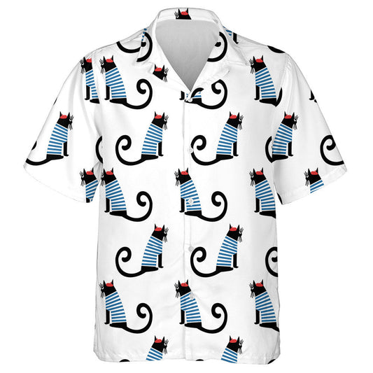 Cute Cartoon Sitting Paris Cat French Style Hawaiian Shirt, Hawaiian Shirt Gift, Christmas Gift