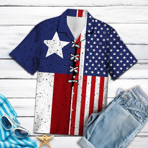 Grunge Texas And Usa Flag Pattern Hawaiian Shirt,Hawaiian Shirt Gift, Christmas Gift