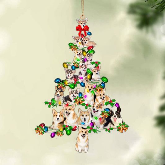 Corgi-Christmas Tree Lights-Two Sided Christmas Plastic Hanging Ornament, Christmas Gift, Christmas Decoration