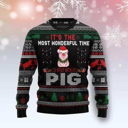 It‘s The Most Wonderful Time To Stay With My Pig Ugly Christmas Sweater,Christmas Ugly Sweater,Christmas Gift,Gift Christmas 2022