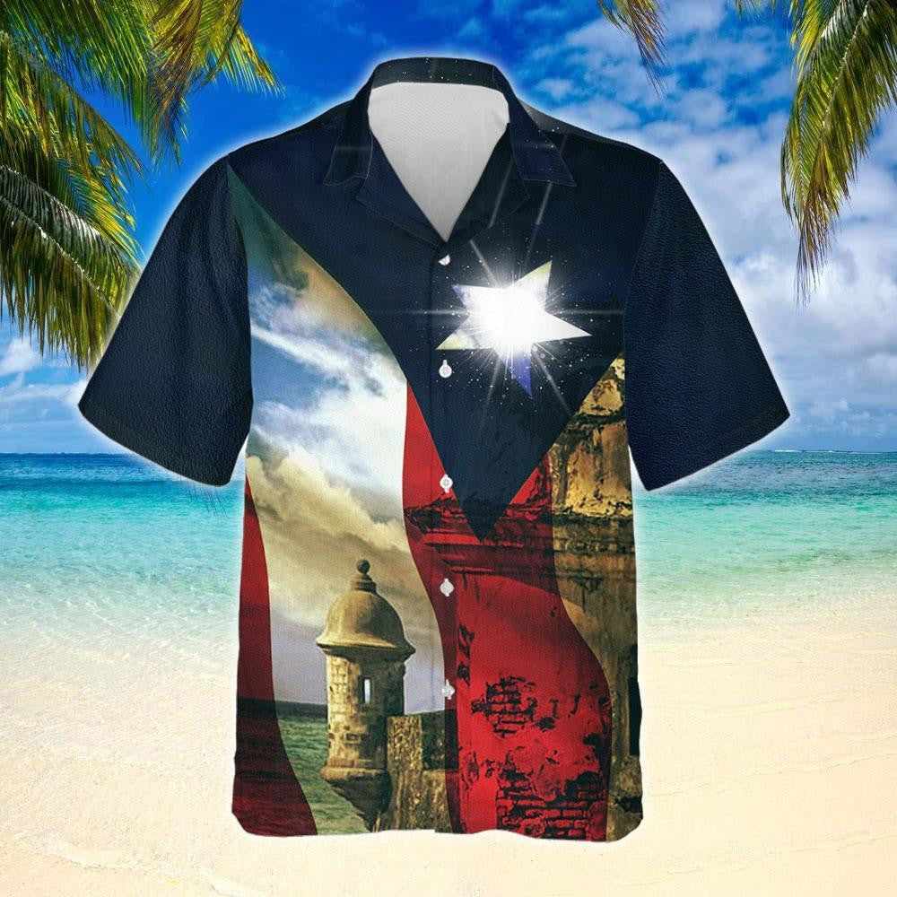 Black Background Boricua Puerto Rico Design Hawaiian Shirt, Hawaiian For Gift