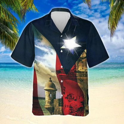 Black Background Boricua Puerto Rico Design Hawaiian Shirt, Hawaiian For Gift