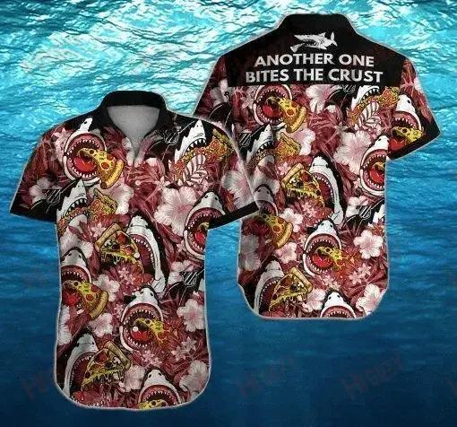 Shark Eat Pizza - Hawaiian Shirt Summer Short Sleeve Vintage Hawaiian Shirts Funny Hawaiian Shirts, Hawaiian Shirt Gift, Christmas Gift