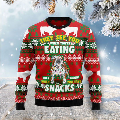 Bulldog Snacks Ugly Christmas Sweater, Christmas Ugly Sweater,Christmas Gift,Gift Christmas 2022