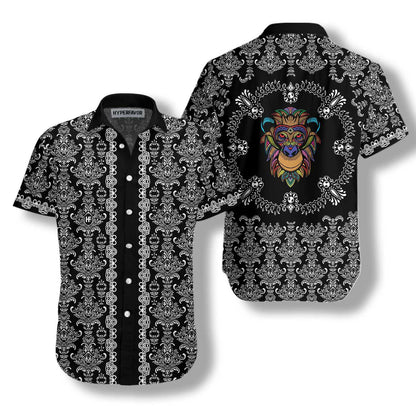 Classic Design Hawaiian Shirt Colorful Monkey With Gothic, Hawaiian For Gift