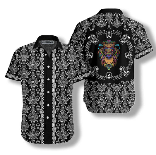 Classic Design Hawaiian Shirt Colorful Monkey With Gothic, Hawaiian For Gift
