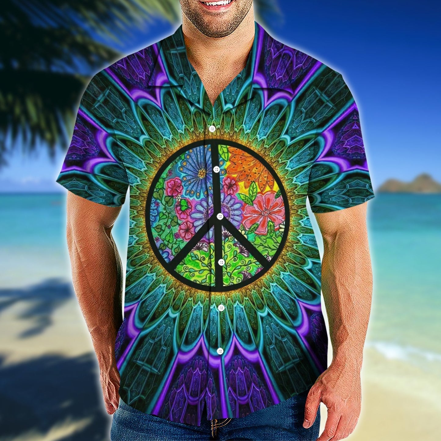 Hippie Tropical Hawaiian Shirt Colorful Pattern Summer Shirt, Hawaiian Shirt Gift, Christmas Gift