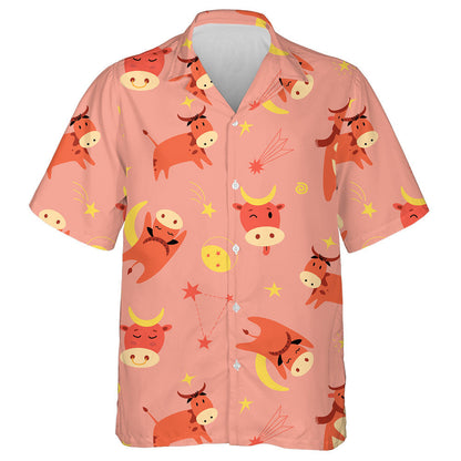 Small Cow And Milk Carton On Blue Background Hawaiian Shirt, Hawaiian Shirt Gift, Christmas Gift